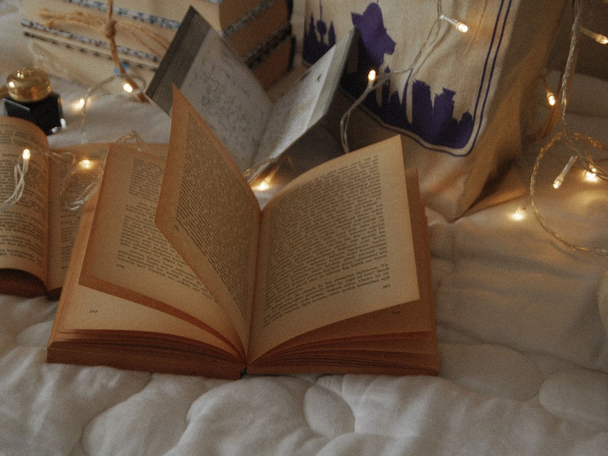 Books on a bed