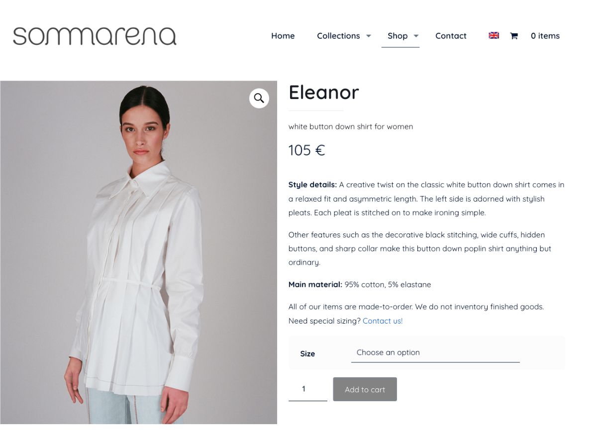 sommarena product description white shirt